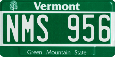 VT license plate NMS956