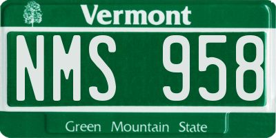 VT license plate NMS958