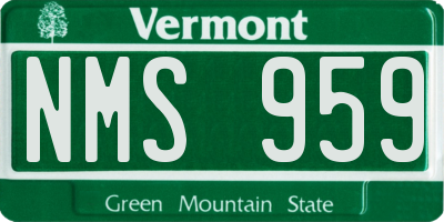 VT license plate NMS959