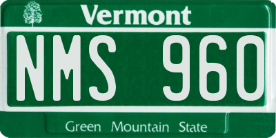 VT license plate NMS960
