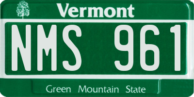 VT license plate NMS961