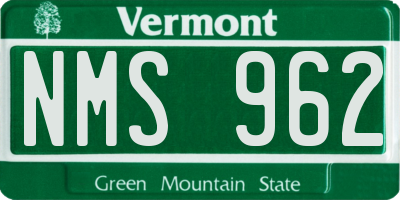 VT license plate NMS962