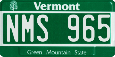 VT license plate NMS965