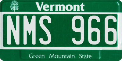 VT license plate NMS966