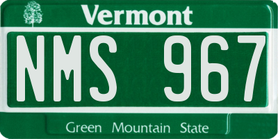 VT license plate NMS967