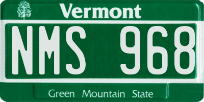 VT license plate NMS968
