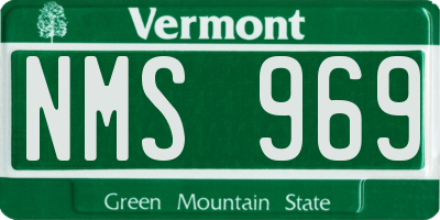 VT license plate NMS969