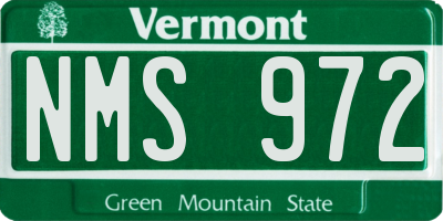 VT license plate NMS972