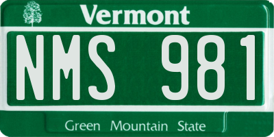 VT license plate NMS981