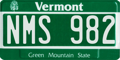 VT license plate NMS982