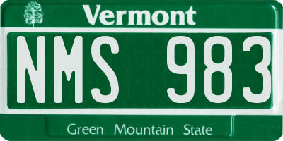 VT license plate NMS983