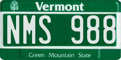 VT license plate NMS988
