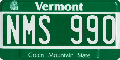 VT license plate NMS990
