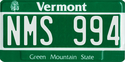 VT license plate NMS994