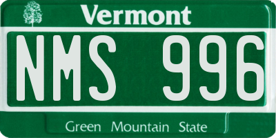VT license plate NMS996