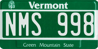 VT license plate NMS998
