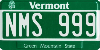 VT license plate NMS999