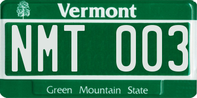 VT license plate NMT003