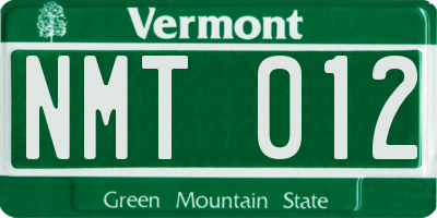 VT license plate NMT012