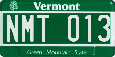 VT license plate NMT013