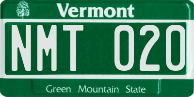 VT license plate NMT020