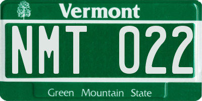 VT license plate NMT022
