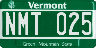 VT license plate NMT025