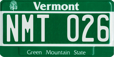 VT license plate NMT026