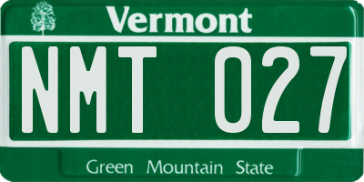 VT license plate NMT027