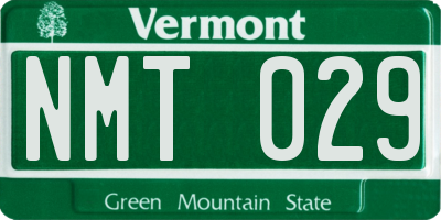 VT license plate NMT029