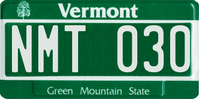VT license plate NMT030
