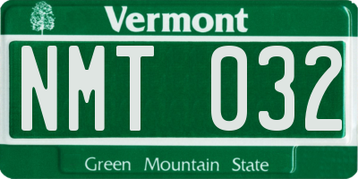 VT license plate NMT032