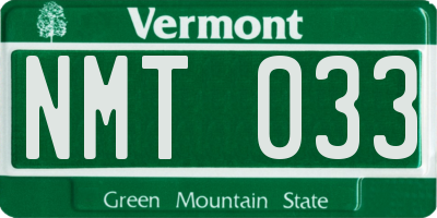 VT license plate NMT033