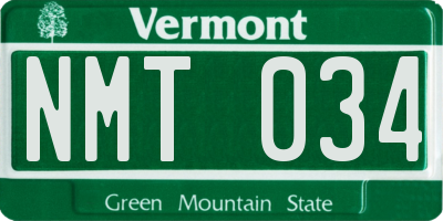 VT license plate NMT034