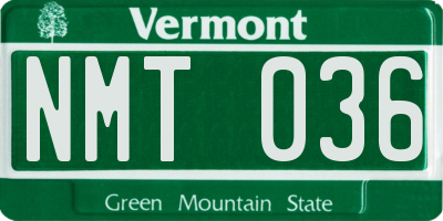 VT license plate NMT036
