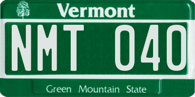 VT license plate NMT040