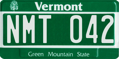 VT license plate NMT042