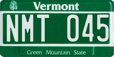 VT license plate NMT045