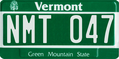 VT license plate NMT047
