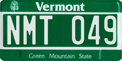 VT license plate NMT049
