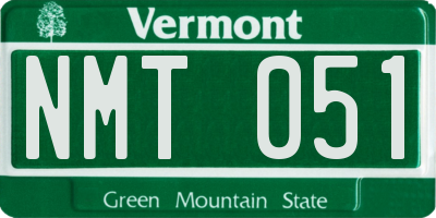 VT license plate NMT051