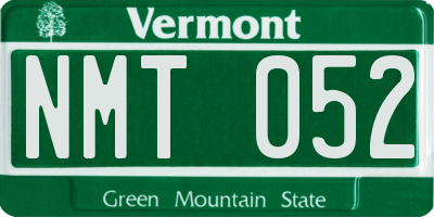 VT license plate NMT052