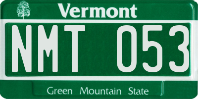 VT license plate NMT053