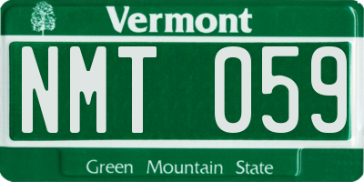 VT license plate NMT059