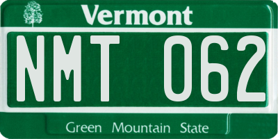 VT license plate NMT062