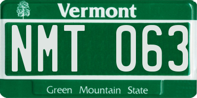VT license plate NMT063