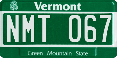 VT license plate NMT067