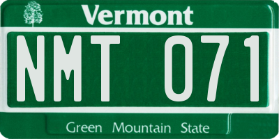 VT license plate NMT071