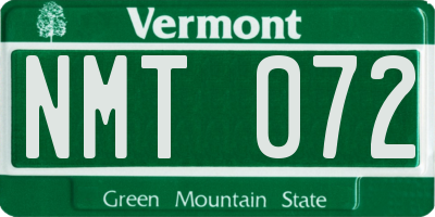 VT license plate NMT072