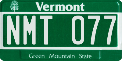 VT license plate NMT077